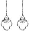.73CT DIAMOND 14KT WHITE GOLD 3D ROUND & BAGUETTE SEMI FLOWER HANGING EARRINGS