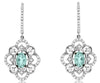 1.25CT DIAMOND & AAA AQUAMARINE 14K WHITE GOLD 3D OVAL FILIGREE HANGING EARRINGS