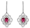 1.70CT DIAMOND & AAA RUBY 14KT WHITE GOLD OVAL & ROUND FILIGREE HANGING EARRINGS