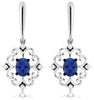 .78CT DIAMOND & AAA TANZANITE 14K WHITE GOLD MULTI HEART FLOWER HANGING EARRINGS