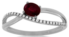 .53CT DIAMOND & AAA RUBY 14KT WHITE GOLD OVAL & ROUND CRISS CROSS INFINITY RING
