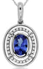 .59CT DIAMOND & AAA TANZANITE 14KT WHITE GOLD 3D OVAL & ROUND FLOATING PENDANT