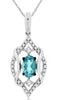 .54CT DIAMOND & AAA AQUAMARINE 14KT WHITE GOLD 3D OVAL & ROUND TEAR DROP PENDANT
