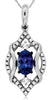 ESTATE .62CT DIAMOND & AAA TANZANITE 14K WHITE GOLD 3D OVAL & ROUND LEAF PENDANT