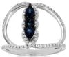 WIDE .76CT DIAMOND & AAA SAPPHIRE 14KT WHITE GOLD 3D PEAR SHAPE & ROUND FUN RING