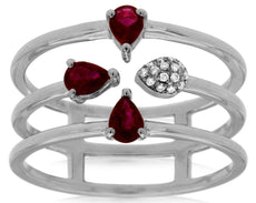 .50CT DIAMOND & AAA RUBY 14KT WHITE GOLD PEAR SHAPE & ROUND 4 LEAF CLOVER RING