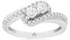 ESTATE .50CT DIAMOND 14KT WHITE GOLD 3D 2 STONE CRISS CROSS LOVE ENGAGEMENT RING