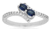 .65CT DIAMOND & AAA SAPPHIRE 14K WHITE GOLD OVAL & ROUND CRISS CROSS LOVE RING