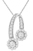 ESTATE 0.75CT DIAMOND 14KT WHITE GOLD 3D DOUBLE FLOWER FUN FLOATING PENDANT