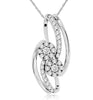 .75CT DIAMOND 14KT WHITE GOLD CLASSIC DOUBLE FLOWER LOVE KNOT FLOATING PENDANT