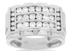 ESTATE LARGE 1.25CT DIAMOND 14KT WHITE GOLD 3D 3 ROW CHANNEL CLASSIC MENS RING