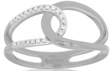 ESTATE .10CT DIAMOND 14KT WHITE GOLD 3D CLASSIC LOVE KNOT FUN RING