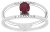 .45CT DIAMOND & AAA RUBY 14KT WHITE GOLD 3D OVAL & ROUND FRIENDSHIP PROMISE RING