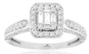 .70CT DIAMOND 14KT WHITE GOLD 3D ROUND & BAGUETTE CLUSTER SQUARE FRIENDSHIP RING
