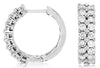 1.43CT DIAMOND 14KT WHITE GOLD 3D CLASSIC 2 ROW HUGGIE HOOP HANGING EARRINGS