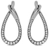 ESTATE .32CT DIAMOND 14KT WHITE GOLD 3D TEAR DROP LOVE KNOT HANGING EARRINGS