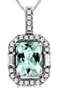 1.67CT DIAMOND & AAA AQUAMARINE 14KT WHITE GOLD CUSHION OCTAGON FLOATING PENDANT