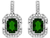 2.2CT DIAMOND & AAA GREEN GARNET 14K WHITE GOLD CUSHION OCTAGON HANGING EARRINGS