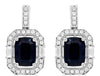 2.56CT DIAMOND & AAA SAPPHIRE 14KT WHITE GOLD CUSHION OCTAGON HANGING EARRINGS