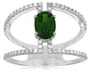 ESTATE WIDE 1.30CT DIAMOND & AAA GREEN GARNET 14KT WHITE GOLD OVAL & ROUND RING