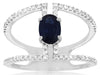 1.35CT DIAMOND & AAA SAPPHIRE 14KT WHITE GOLD 3D CLASSIC OVAL & ROUND FUN RING