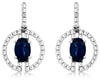 1.65CT DIAMOND & AAA SAPPHIRE 14KT WHITE GOLD 3D OVAL CIRCULAR HANGING EARRINGS