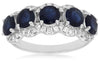3.20CT DIAMOND & AAA SAPPHIRE 14K WHITE GOLD ROUND 5 STONE HALO ANNIVERSARY RING