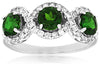2.1CT DIAMOND & AAA GREEN GARNET 14K WHITE GOLD ROUND INFINITY 3 STONE LOVE RING