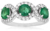 1.80CT DIAMOND & AAA EMERALD 14KT WHITE GOLD 3D ROUND INFINITY 3 STONE LOVE RING