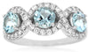 1.80CT DIAMOND & AAA AQUAMARINE 14KT WHITE GOLD ROUND INFINITY 3 STONE LOVE RING