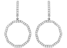 ESTATE .90CT DIAMOND 14KT WHITE GOLD 3D OCTAGON CIRCLE OF LIFE HANGING EARRINGS