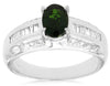 ESTATE 1.35CT DIAMOND & AAA GREEN GARNET 14KT WHITE GOLD 3D OVAL ENGAGEMENT RING