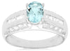 1.08CT DIAMOND & AAA AQUAMARINE 14KT WHITE GOLD 3D CLASSIC OVAL ENGAGEMENT RING