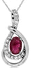.69CT DIAMOND & AAA RUBY 14K WHITE GOLD OVAL & ROUND LOVE KNOT TEAR DROP PENDANT