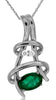 .47CT DIAMOND & AAA EMERALD 14KT WHITE GOLD 3D OVAL & ROUND FUN FLOATING PENDANT