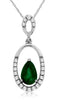 ESTATE .48CT DIAMOND & AAA EMERALD 14K WHITE GOLD PEAR SHAPE DOUBLE OVAL PENDANT