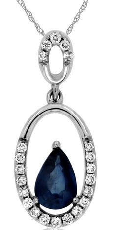 .62CT DIAMOND & AAA SAPPHIRE 14KT WHITE GOLD PEAR SHAPE & ROUND OVAL FUN PENDANT
