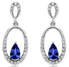 .62CT DIAMOND & TANZANITE 14KT WHITE GOLD 3D PEAR SHAPE & ROUND HANGING EARRINGS