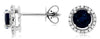 1.25CT DIAMOND & AAA SAPPHIRE 14K WHITE GOLD 3D ROUND CLASSIC HALO STUD EARRINGS