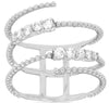 WIDE .34CT DIAMOND 14KT WHITE GOLD 3D CLASSIC MULTI ROW BEADED SNAKE FUN RING