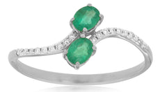 .39CT DIAMOND & AAA EMERALD 14KT WHITE GOLD OVAL & ROUND CRISS CROSS SNAKE RING