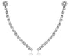 .98CT DIAMOND 14KT WHITE GOLD ROUND & BAGUETTE FLOWER BAR LONG HANGING EARRINGS