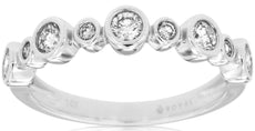 .50CT DIAMOND 14KT WHITE GOLD 3D CLASSIC BEZEL SEMI ETERNITY ANNIVERSARY RING