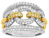 ESTATE WIDE 1.58CT DIAMOND 14KT 2 TONE GOLD MULTI ROW LOVE KNOT ANNIVERSARY RING