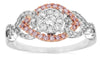 .49CT WHITE & PINK DIAMOND 14KT WHITE & ROSE GOLD 3D CLUSTER LOVE KNOT LOVE RING