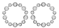ESTATE .35CT DIAMOND 14KT WHITE GOLD BEZEL ETOILE CIRCLE OF LIFE STUD EARRINGS