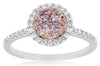 .56CT WHITE & PINK DIAMOND 14KT WHITE & ROSE GOLD CLUSTER FLOWER ROUND LOVE RING