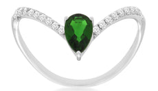 .59CT DIAMOND & AAA RUSSALITE 14KT WHITE GOLD PEAR SHAPE BUTTERFLY LOVE RING