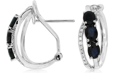 1.48CT DIAMOND & AAA SAPPHIRE 14KT WHITE GOLD OVAL & ROUND CLIP ON EARRINGS