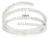 WIDE .31CT DIAMOND 14KT WHITE GOLD ROUND & BAGUETTE MULTI ROW CRISS CROSS RING